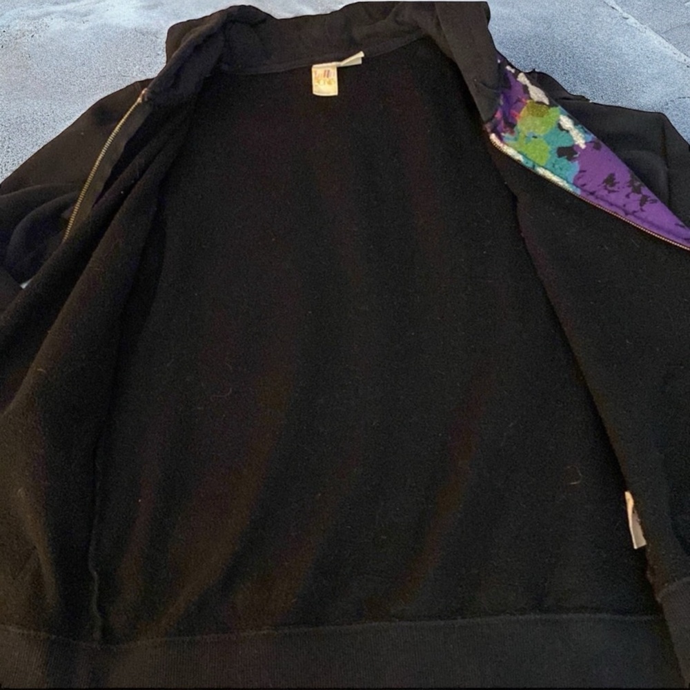 VINTAGE Black Billabong Full Zip Hoodie  Hand painted Center Design, size Medium - Picture 7 of 12